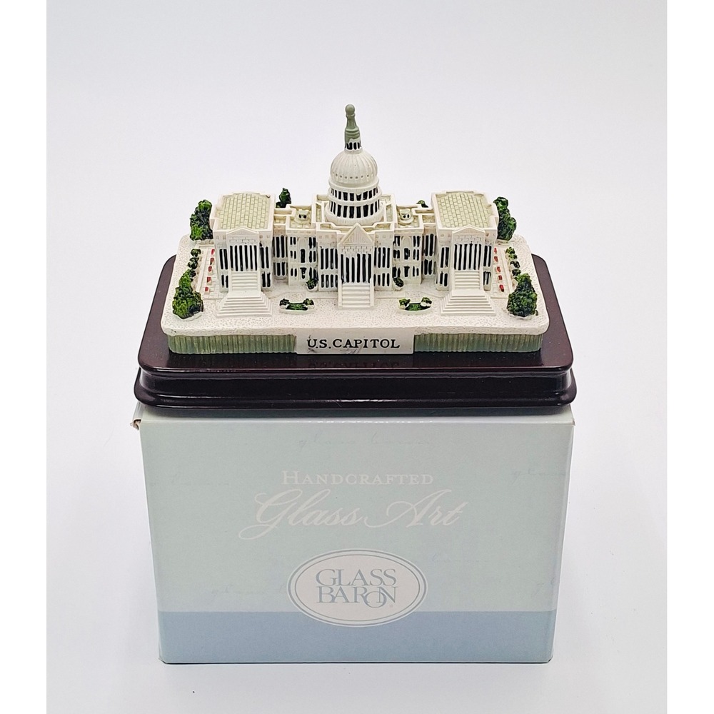 Glass Baron U.S. Capitol Washington DC Figurine Wood Base Original Box 6.5"
